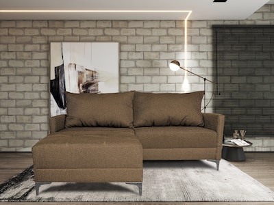 Foto 1 | Sala Esquinera Modular El Bazar Store Montana Chocolate 170x155 Cm Tela Lino Nacional. Love Seat Y Taburete