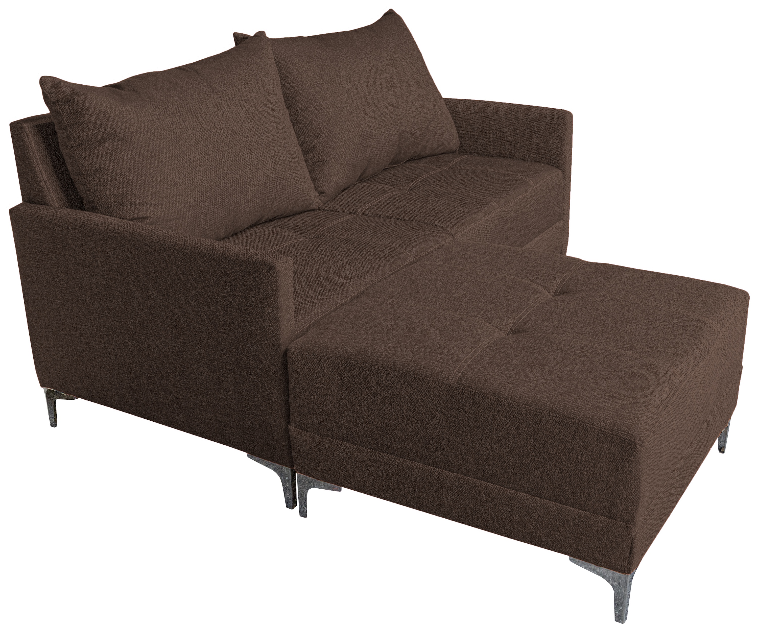 Foto 5 pulgar | Sala Esquinera Modular El Bazar Store Montana Chocolate 170x155 Cm  Tela Lino Nacional. Love Seat Y Taburete