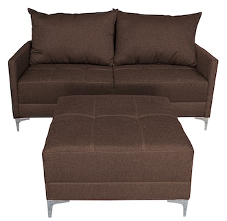 Foto 5 | Sala Esquinera Modular El Bazar Store Montana Chocolate 170x155 Cm Tela Lino Nacional. Love Seat Y Taburete