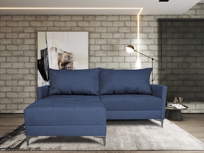 Foto 1 | Sala Esquinera Modular El Bazar Store Montana Azul Marino 170x155 Cm Tela Lino Nacional Love Seat Y Taburete