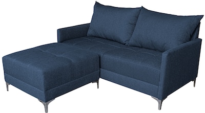 Foto 2 | Sala Esquinera Modular El Bazar Store Montana Azul Marino 170x155 Cm Tela Lino Nacional Love Seat Y Taburete