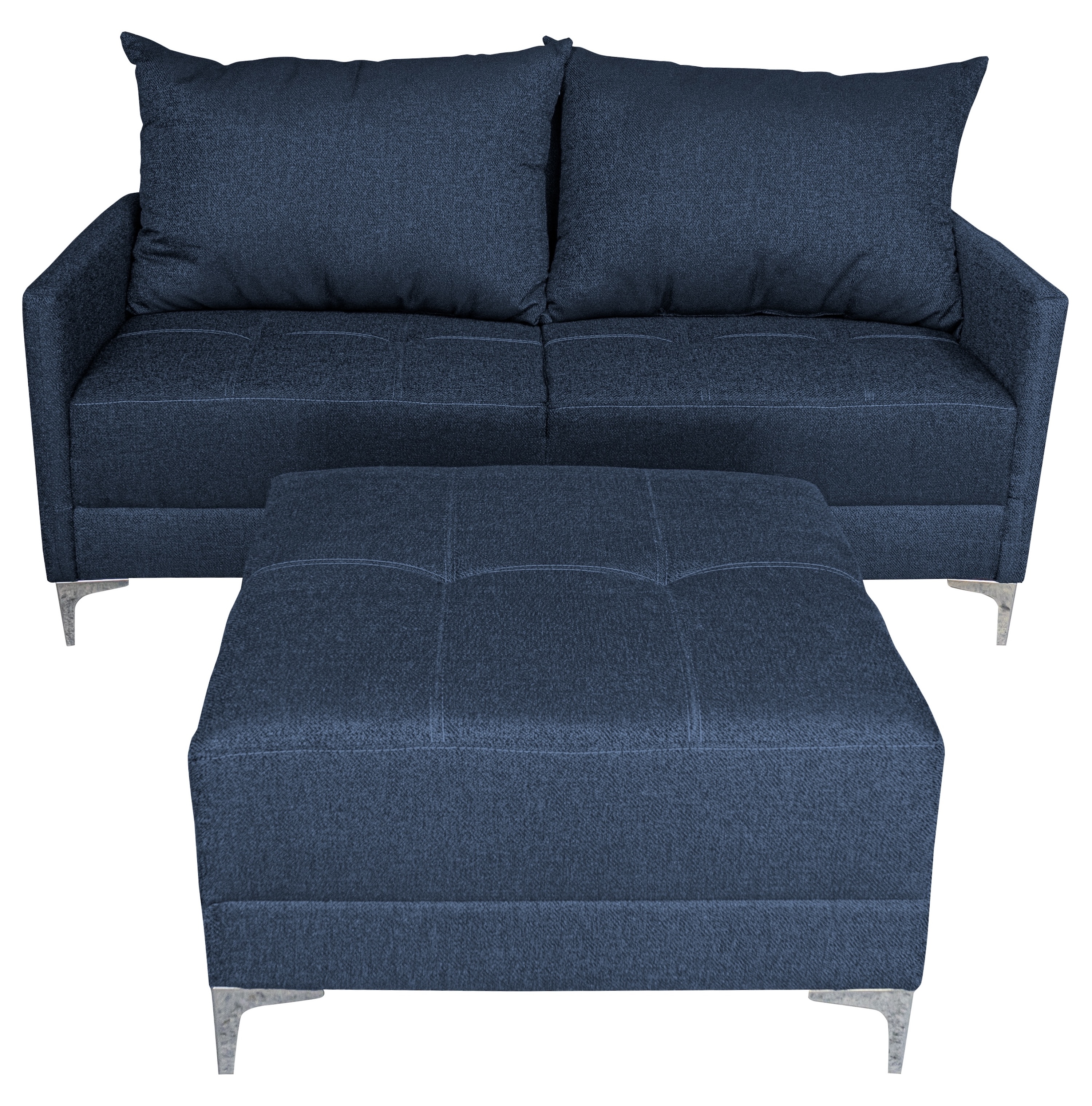 Foto 4 pulgar | Sala Esquinera Modular El Bazar Store Montana Azul Marino 170x155 Cm  Tela Lino Nacional  Love Seat Y Taburete