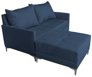 Foto 4 | Sala Esquinera Modular El Bazar Store Montana Azul Marino 170x155 Cm Tela Lino Nacional Love Seat Y Taburete