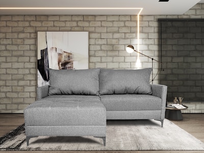 Foto 1 | Sala Esquinera Modular El Bazar Store Montana Gris Plata 170x155 Cm Tela Lino Nacional Love Seat Y Taburete
