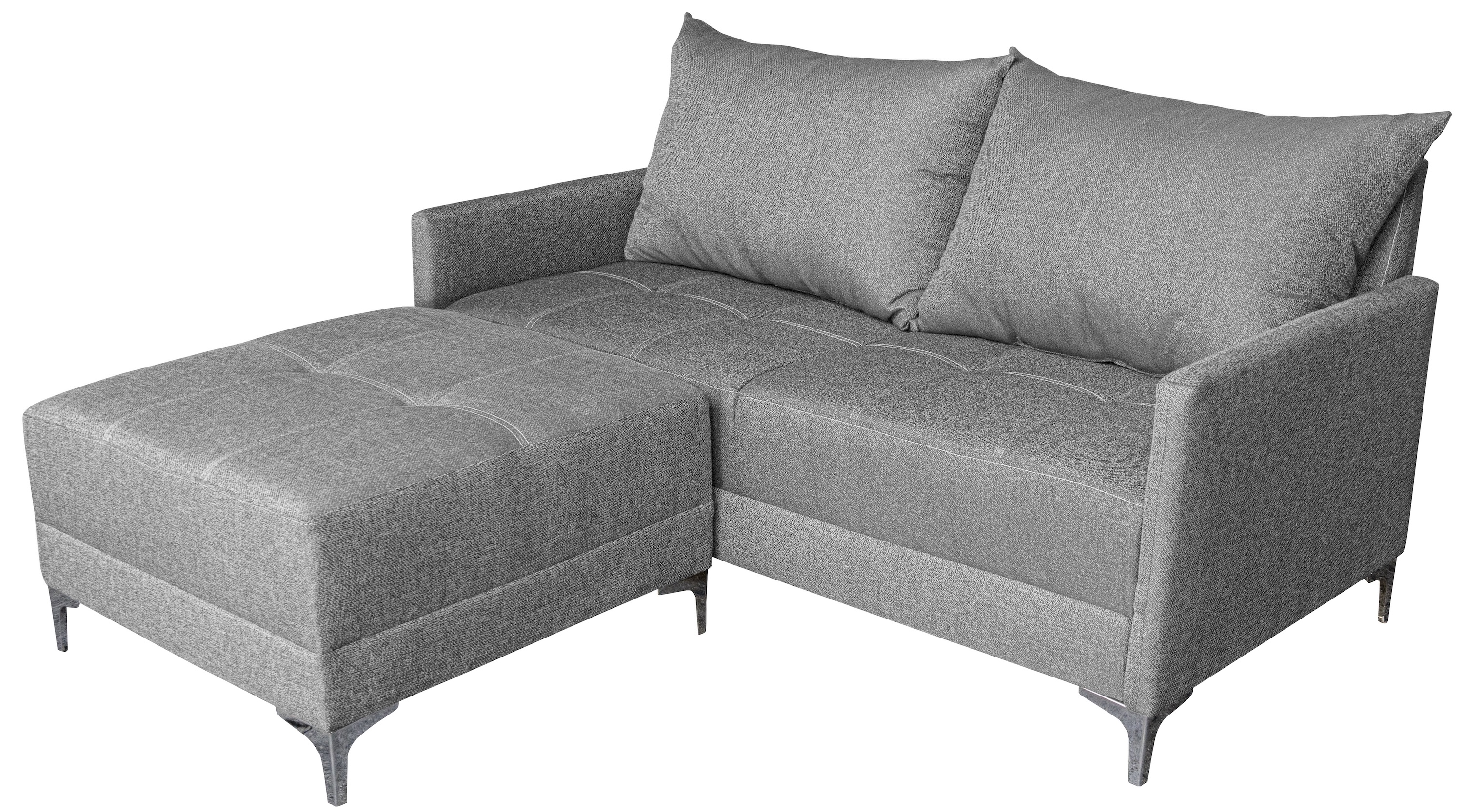 Foto 3 pulgar | Sala Esquinera Modular El Bazar Store Montana Gris Plata 170x155 Cm  Tela Lino Nacional  Love Seat Y Taburete