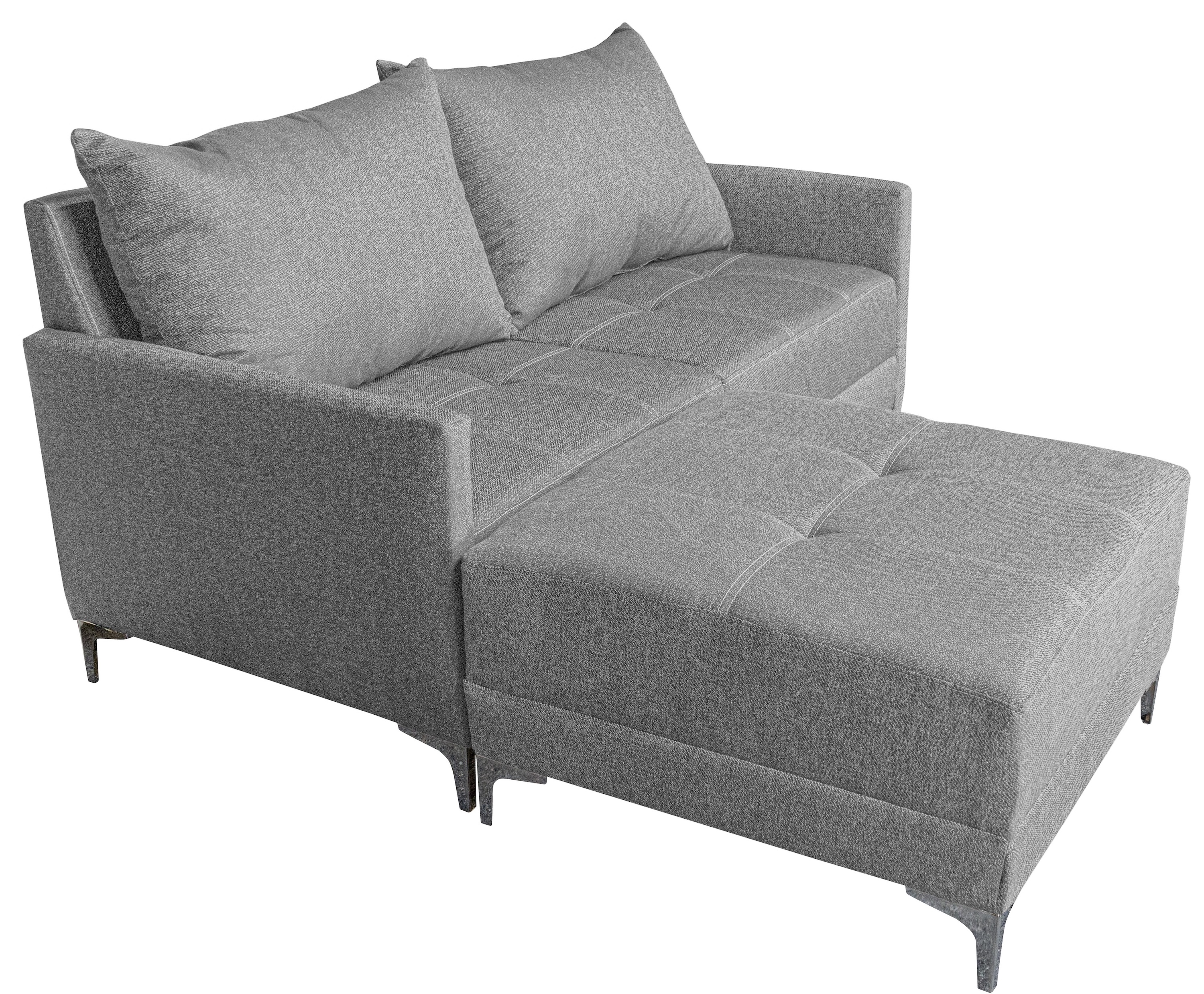 Foto 4 pulgar | Sala Esquinera Modular El Bazar Store Montana Gris Plata 170x155 Cm  Tela Lino Nacional  Love Seat Y Taburete