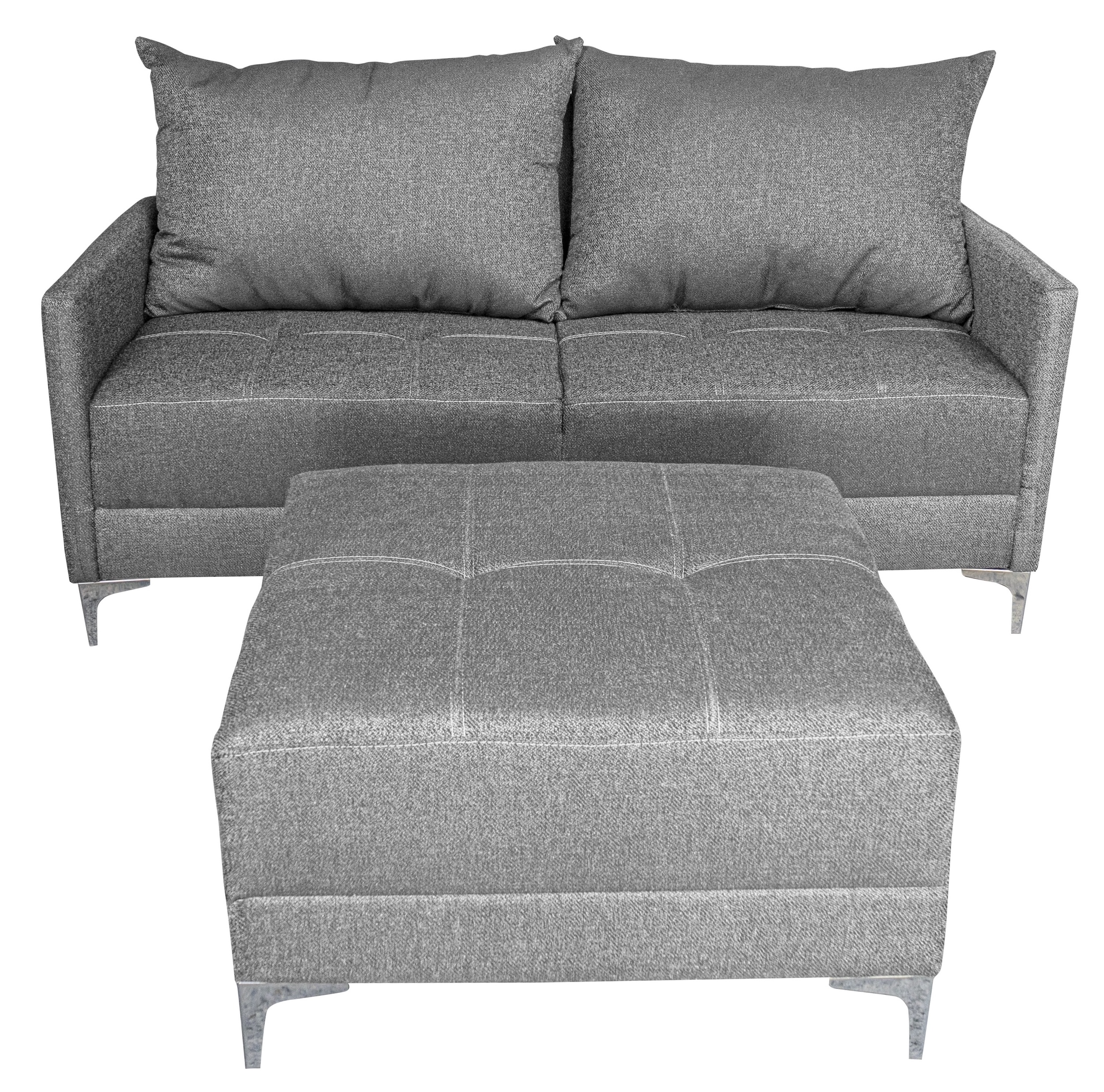 Foto 5 pulgar | Sala Esquinera Modular El Bazar Store Montana Gris Plata 170x155 Cm  Tela Lino Nacional  Love Seat Y Taburete