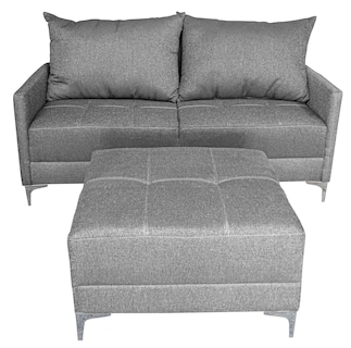Foto 4 | Sala Esquinera Modular El Bazar Store Montana Gris Plata 170x155 Cm Tela Lino Nacional Love Seat Y Taburete