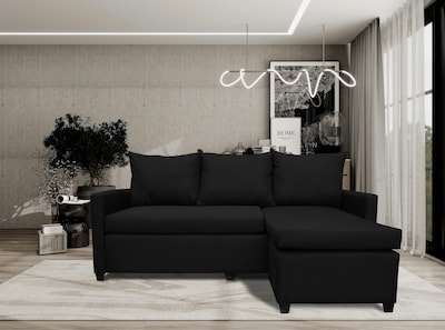 Foto 2 | Sala Esquinera Modular El Bazar Store Vancouver Negro 175x130 Cm Sofa Lado Derecho Ó Izquierdo Económica Tela Lino