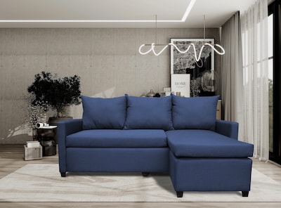 Foto 2 | Sala Esquinera Modular El Bazar Store Vancouver Azul Marino 175x130 Cm Sofa Lado Derecho Ó Izquierdo Económica Tela