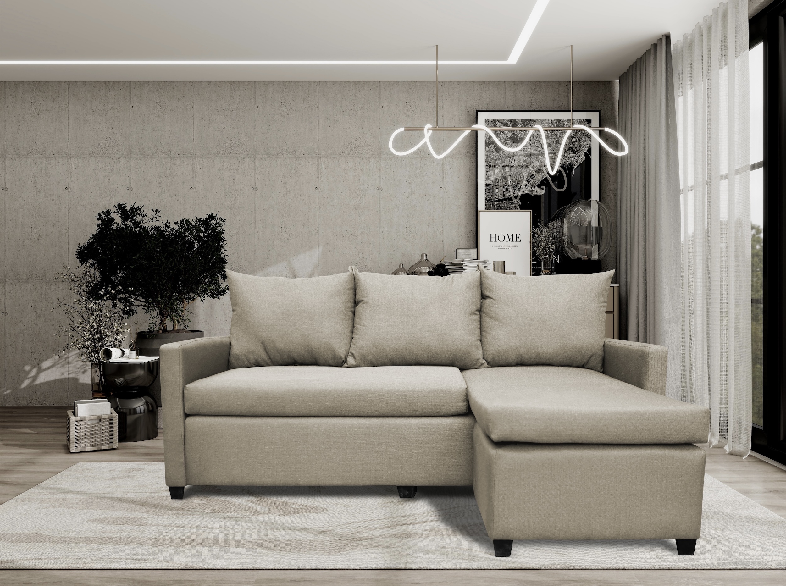 Foto 2 | Sala Esquinera Modular El Bazar Store Vancouver Beige 175x130 Cm Sofa Lado Derecho Ó Izquierdo Económica  Tela Lino