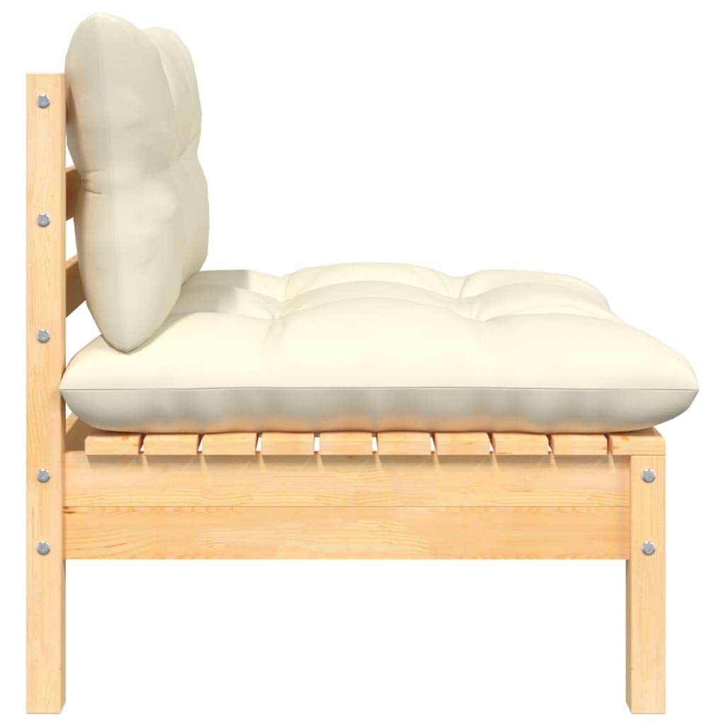 Foto 4 pulgar | Sofá Patio Middle Vidaxl De Madera De Pino Maciza Con Cojines Color Crema - Venta Internacional.