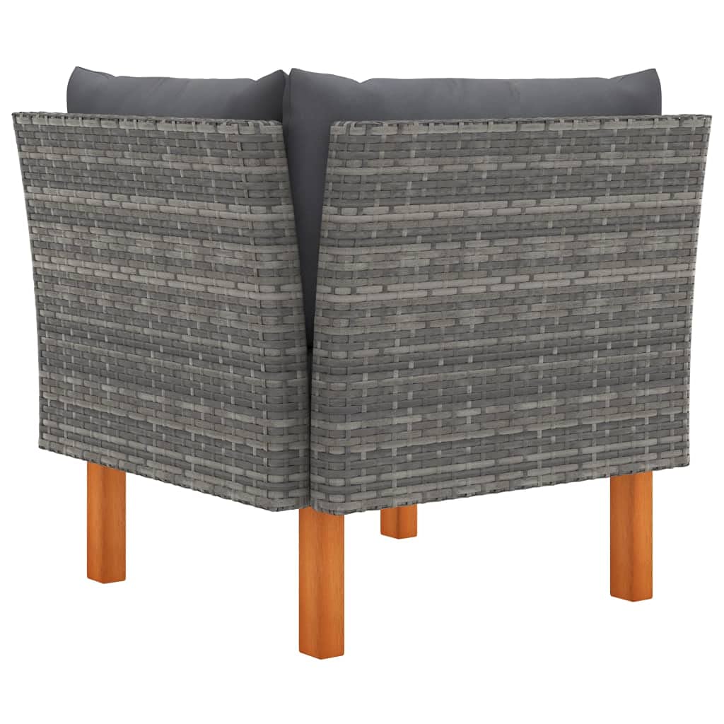 Foto 4 | Sofá De Esquina Para Jardín Vidaxl  Duradero  Polirratán  Color Gris - Venta Internacional.