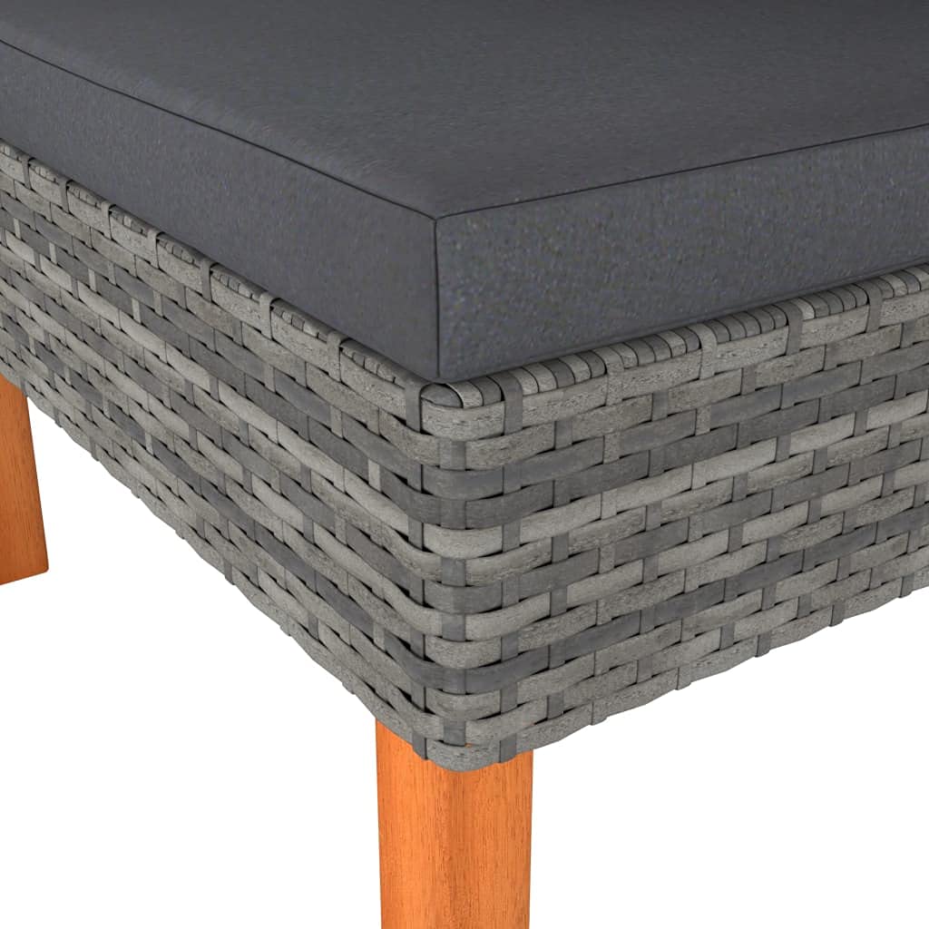 Foto 5 | Sofá De Esquina Para Jardín Vidaxl  Duradero  Polirratán  Color Gris - Venta Internacional.