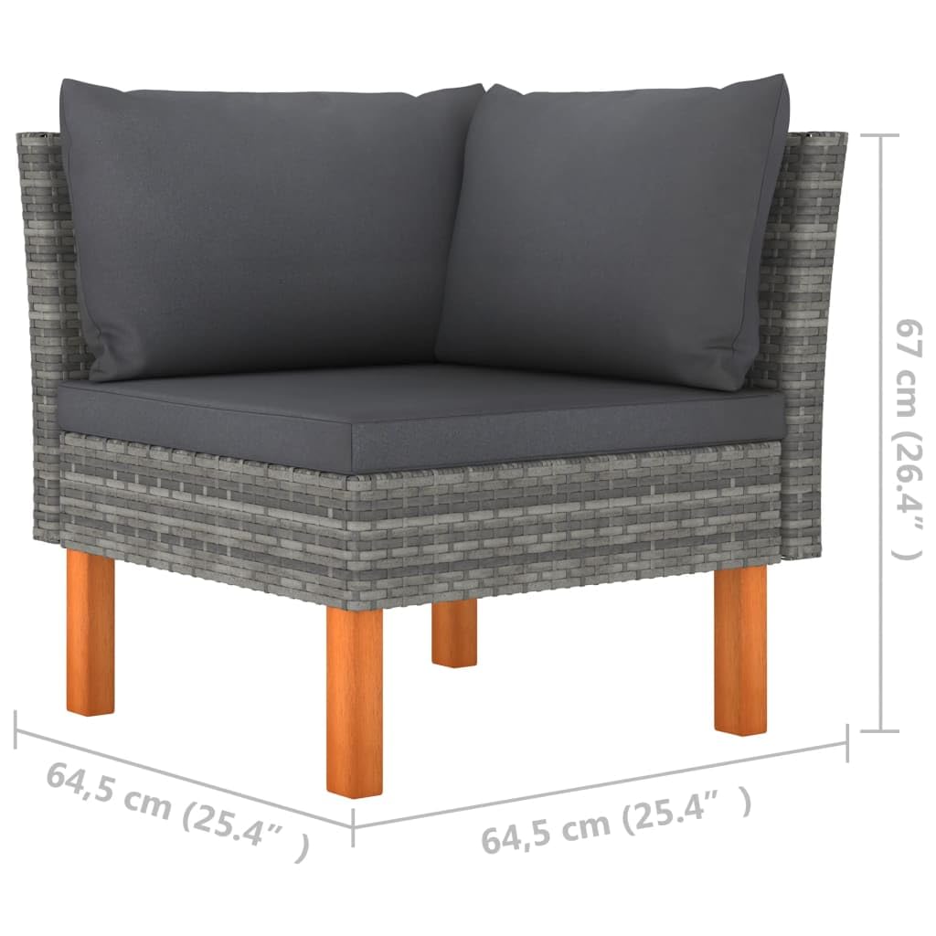 Foto 6 | Sofá De Esquina Para Jardín Vidaxl  Duradero  Polirratán  Color Gris - Venta Internacional.