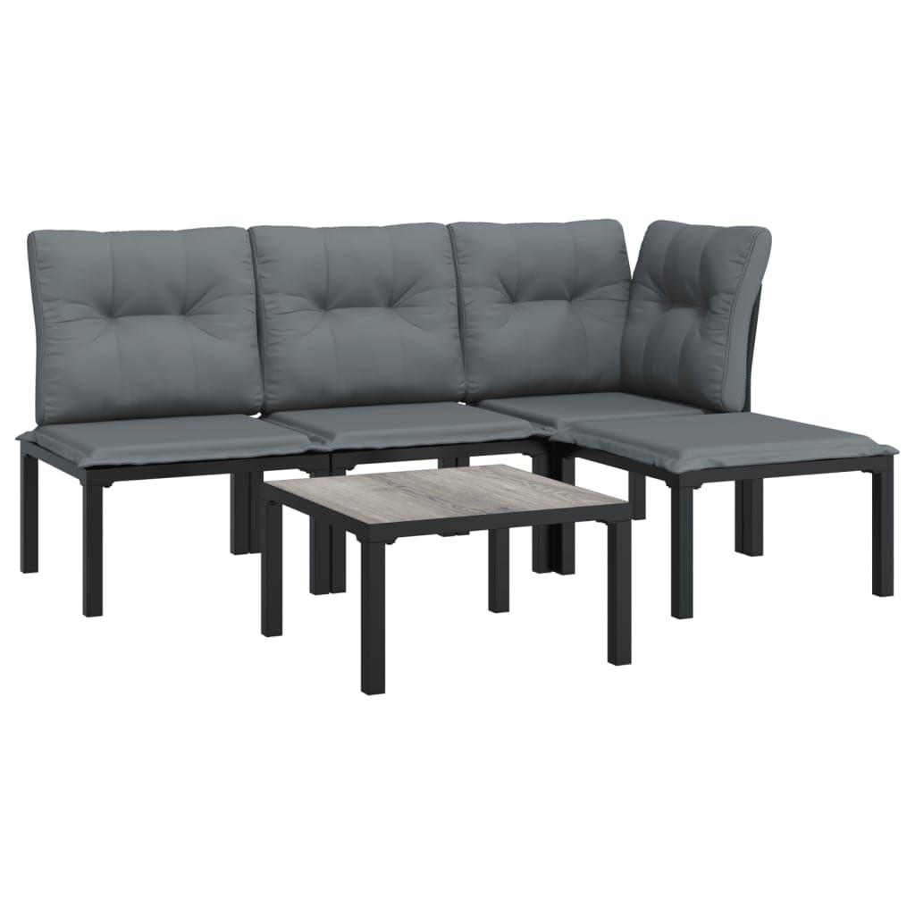 Foto 4 pulgar | Set Patio Lounge Vidaxl De 5 Piezas De Poliratán Negro Y Gris - Venta Internacional.
