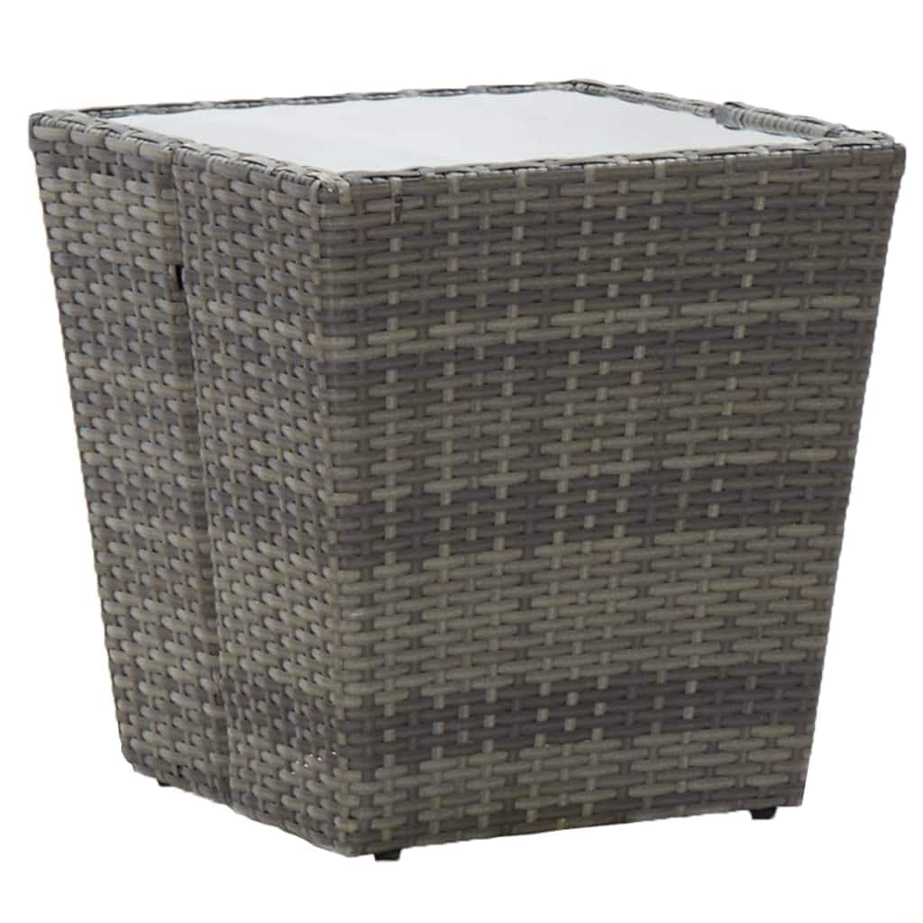 Mesa De Té Vidaxl Outdoor Compacta De Poliratán Gris Con Tapa De Cristal - Venta Internacional. $2,175