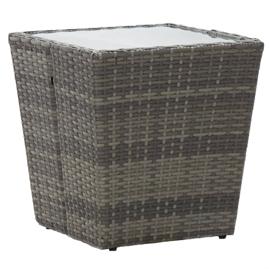 Foto 2 pulgar | Mesa De Té Vidaxl Outdoor Compacta De Poliratán Gris Con Tapa De Cristal - Venta Internacional.
