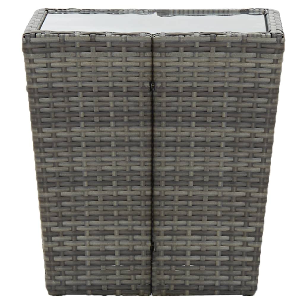 Foto 5 pulgar | Mesa De Té Vidaxl Outdoor Compacta De Poliratán Gris Con Tapa De Cristal - Venta Internacional.