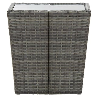 Foto 4 | Mesa De Té Vidaxl Outdoor Compacta De Poliratán Gris Con Tapa De Cristal - Venta Internacional.