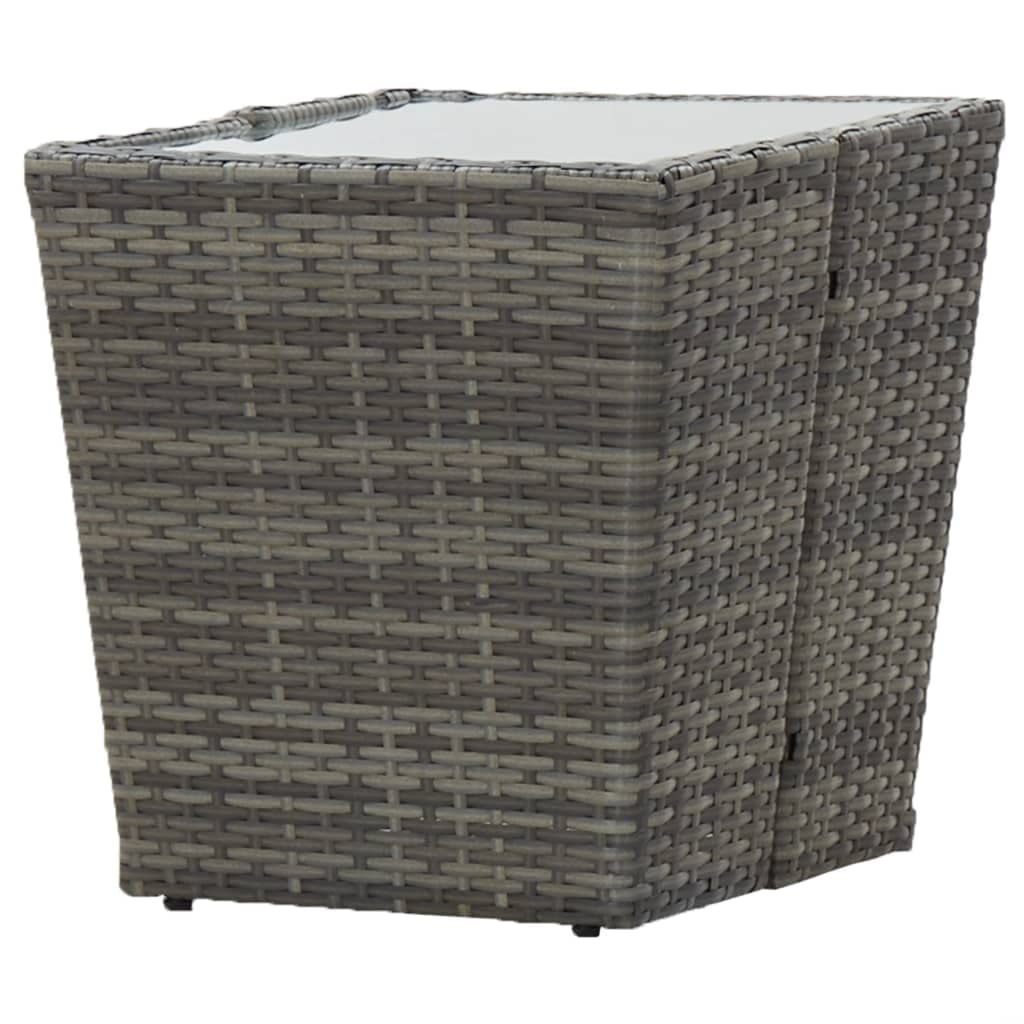 Foto 6 pulgar | Mesa De Té Vidaxl Outdoor Compacta De Poliratán Gris Con Tapa De Cristal - Venta Internacional.