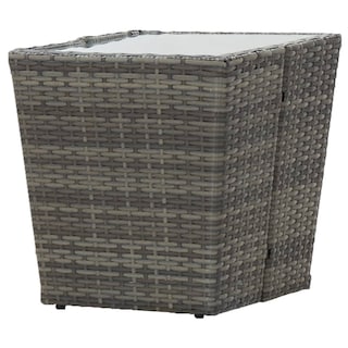 Foto 5 | Mesa De Té Vidaxl Outdoor Compacta De Poliratán Gris Con Tapa De Cristal - Venta Internacional.