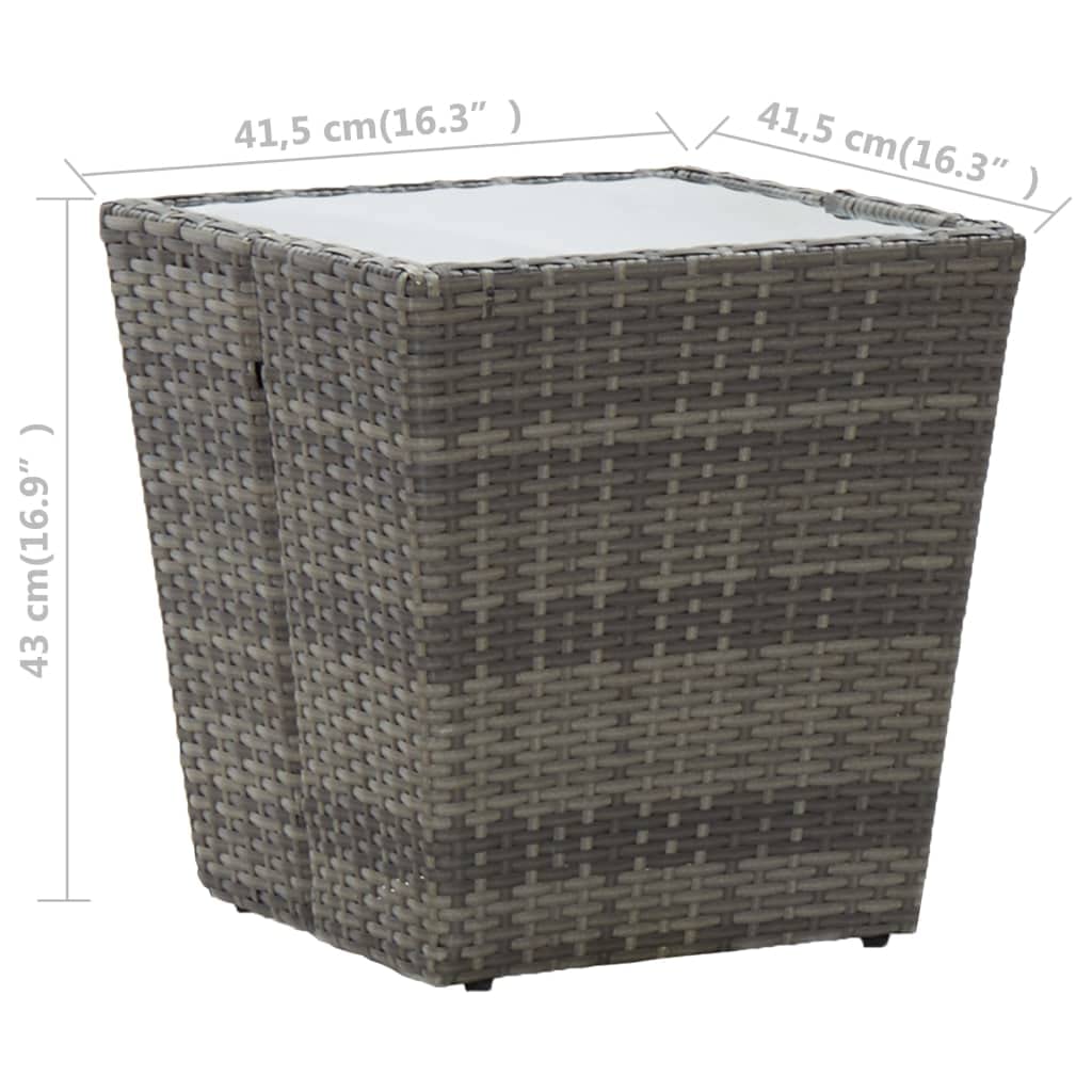 Foto 8 pulgar | Mesa De Té Vidaxl Outdoor Compacta De Poliratán Gris Con Tapa De Cristal - Venta Internacional.