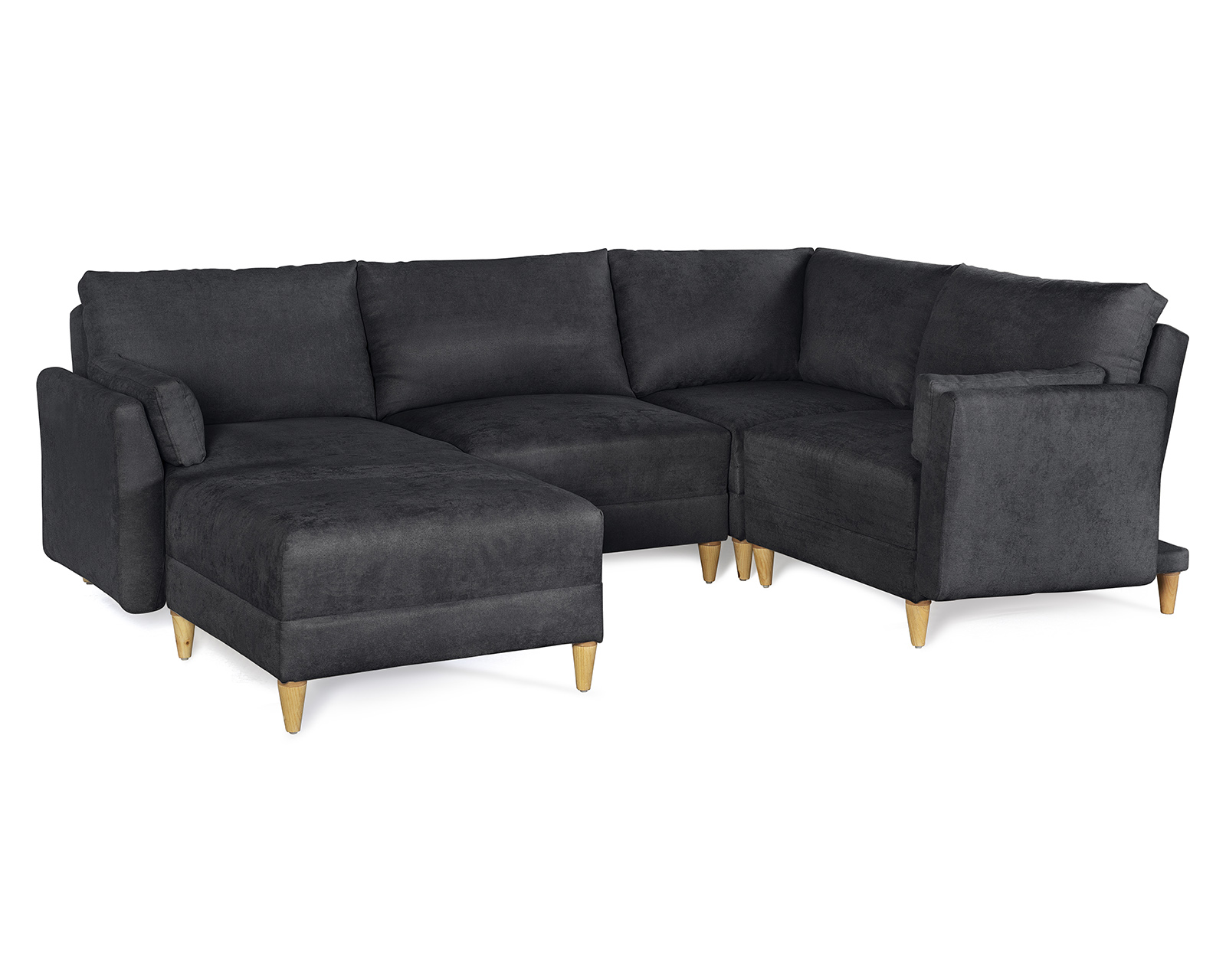 Foto 3 | Sala De 5 Modúlos Makora Everyn Con Memory Foam Color Negro Chenille Respaldo Reclinable De 3 Posiciones