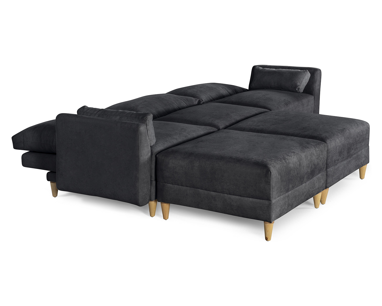 Foto 4 | Sala De 5 Modúlos Makora Everyn Con Memory Foam Color Negro Chenille Respaldo Reclinable De 3 Posiciones