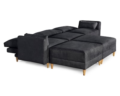 Foto 4 | Sala De 5 Modúlos Makora Everyn Con Memory Foam Color Negro Chenille Respaldo Reclinable De 3 Posiciones