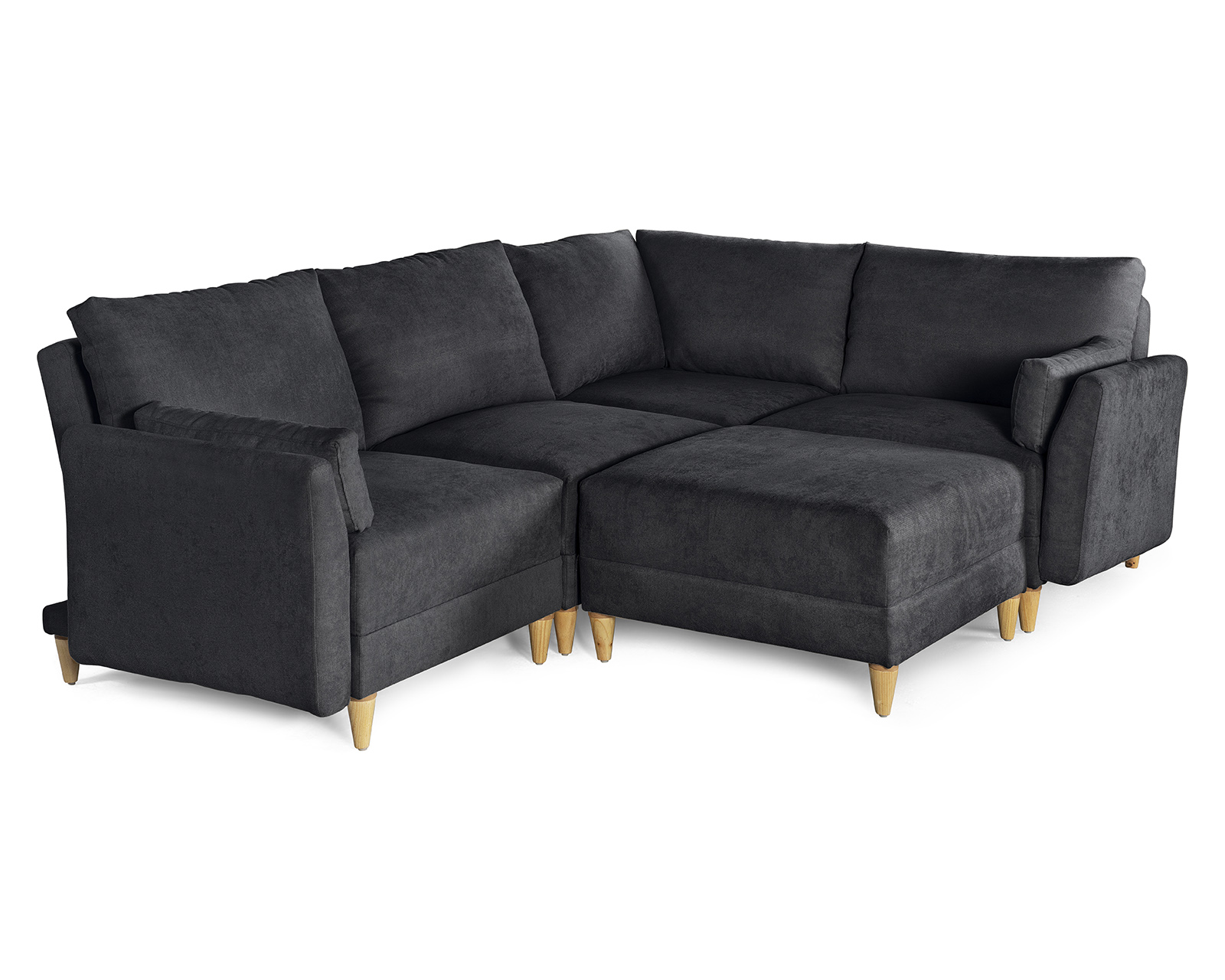 Foto 5 | Sala De 5 Modúlos Makora Everyn Con Memory Foam Color Negro Chenille Respaldo Reclinable De 3 Posiciones