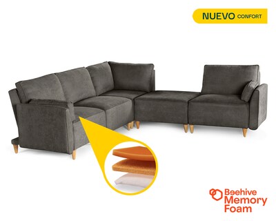 Foto 2 | Sala De 5 Módulos Makora Morelli Con Memory Foam Color Oxford Chenille Respaldo Reclinable De 3 Posiciones