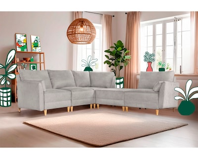 Foto 1 | Sala De 5 Modúlos Makora Everyn Con Memory Foam Color Gris Claro Chenille Respaldo Reclinable De 3 Posiciones
