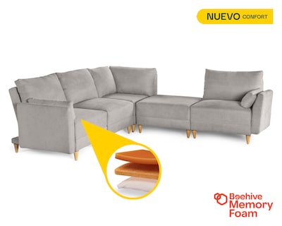 Foto 2 | Sala De 5 Modúlos Makora Everyn Con Memory Foam Color Gris Claro Chenille Respaldo Reclinable De 3 Posiciones