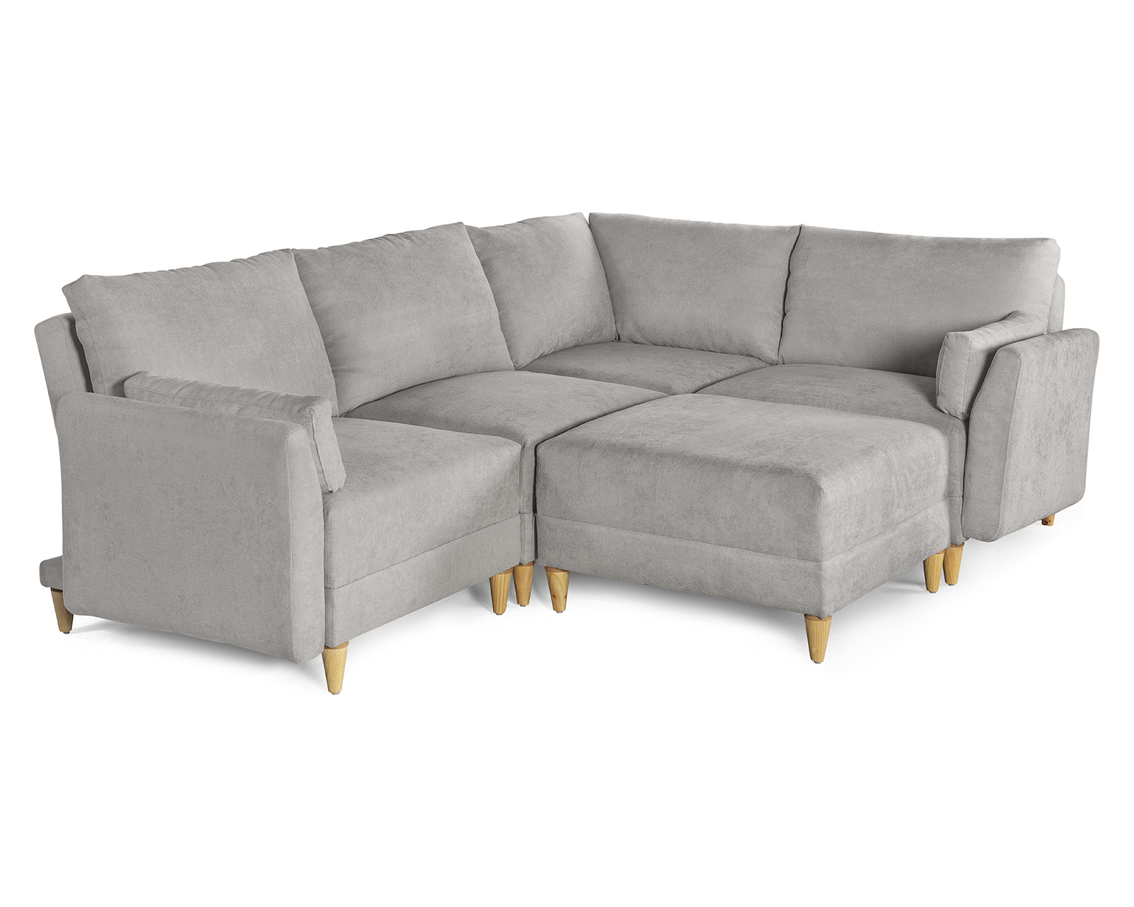 Foto 4 pulgar | Sala De 5 Modúlos Makora Everyn Con Memory Foam Color Gris Claro Chenille Respaldo Reclinable De 3 Posiciones