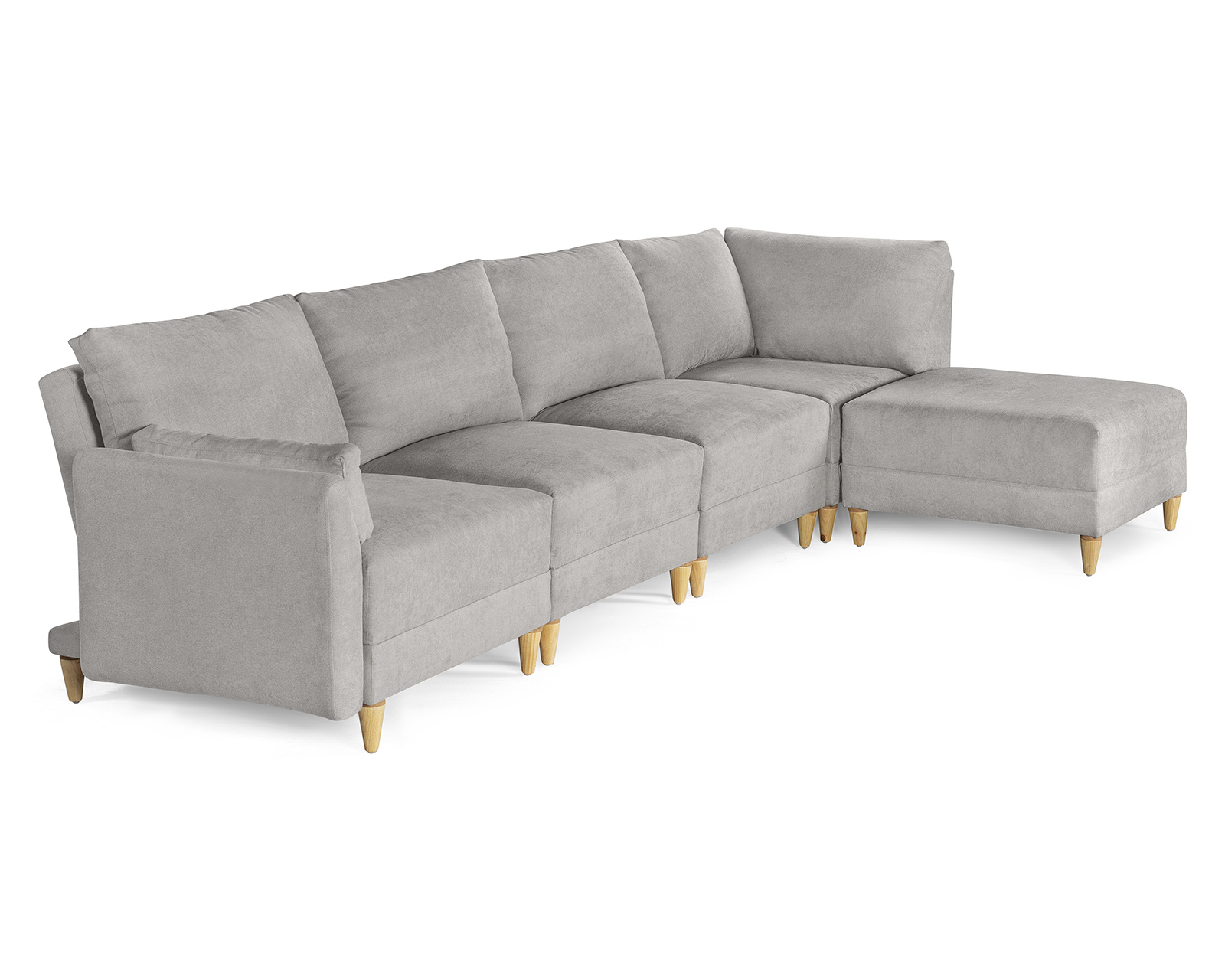 Foto 6 pulgar | Sala De 5 Modúlos Makora Everyn Con Memory Foam Color Gris Claro Chenille Respaldo Reclinable De 3 Posiciones
