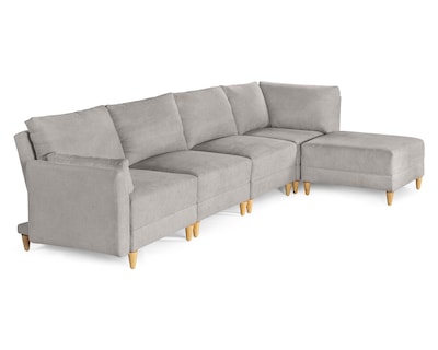 Foto 5 | Sala De 5 Modúlos Makora Everyn Con Memory Foam Color Gris Claro Chenille Respaldo Reclinable De 3 Posiciones