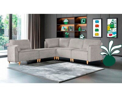 Foto 1 | Sala De 5 Módulos Makora Morelli Con Memory Foam Color Gris Claro Chenille Respaldo Reclinable De 3 Posiciones
