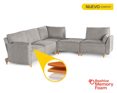 Foto 2 | Sala De 5 Módulos Makora Morelli Con Memory Foam Color Gris Claro Chenille Respaldo Reclinable De 3 Posiciones