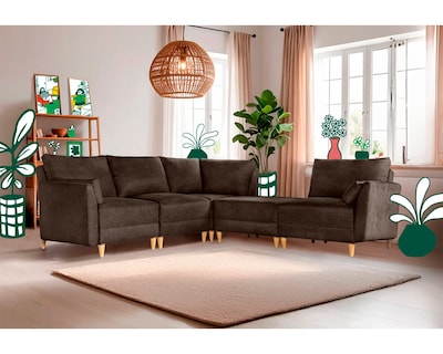 Foto 1 | Sala De 5 Modúlos Makora Everyn Con Memory Foam Color Chocolate Chenille Respaldo Reclinable De 3 Posiciones