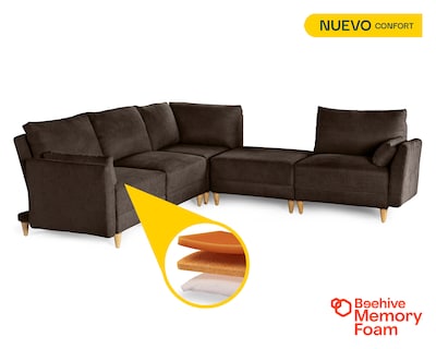 Foto 2 | Sala De 5 Modúlos Makora Everyn Con Memory Foam Color Chocolate Chenille Respaldo Reclinable De 3 Posiciones