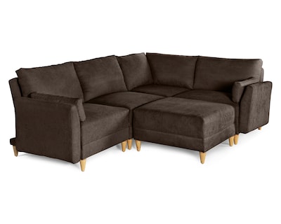 Foto 4 | Sala De 5 Modúlos Makora Everyn Con Memory Foam Color Chocolate Chenille Respaldo Reclinable De 3 Posiciones
