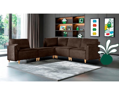 Foto 1 | Sala De 5 Módulos Makora Morelli Con Memory Foam Color Chocolate Chenille Respaldo Reclinable De 3 Posiciones