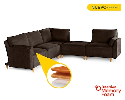 Foto 2 | Sala De 5 Módulos Makora Morelli Con Memory Foam Color Chocolate Chenille Respaldo Reclinable De 3 Posiciones
