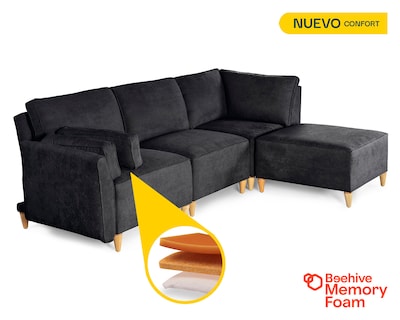 Foto 2 | Sala De 4 Módulos Makora Morelli Con Memory Foam Color Negro Chenille Respaldo Reclinable De 3 Posiciones
