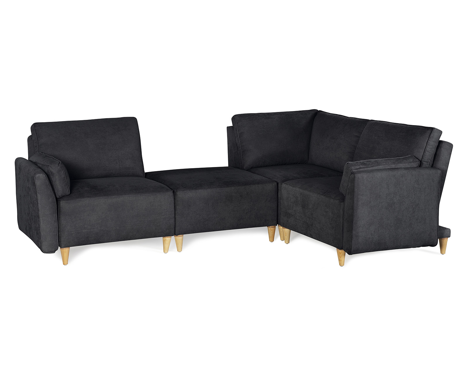 Foto 4 pulgar | Sala De 4 Módulos Makora Morelli Con Memory Foam Color Negro Chenille Respaldo Reclinable De 3 Posiciones