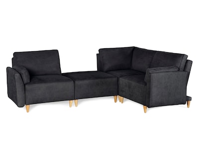 Foto 3 | Sala De 4 Módulos Makora Morelli Con Memory Foam Color Negro Chenille Respaldo Reclinable De 3 Posiciones