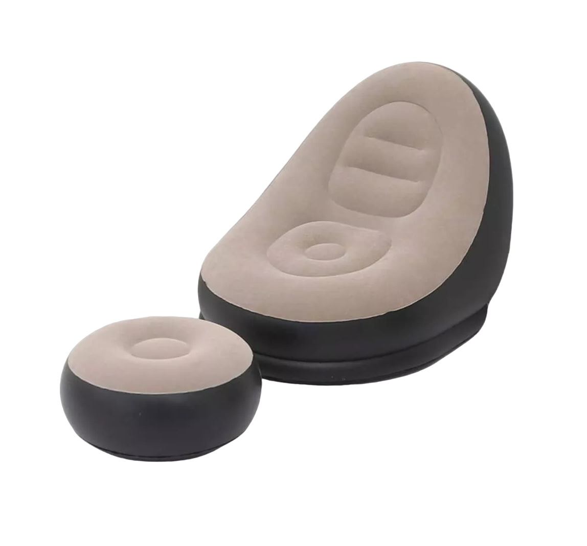 Sillón  Inflable con Reposapiés Belug color Marrón