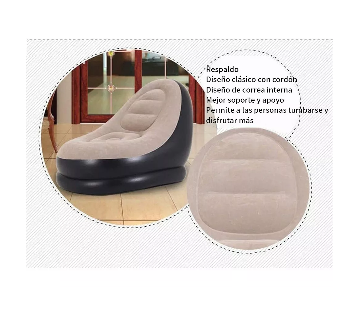 Foto 5 pulgar | Sillón  Inflable con Reposapiés Belug color Marrón