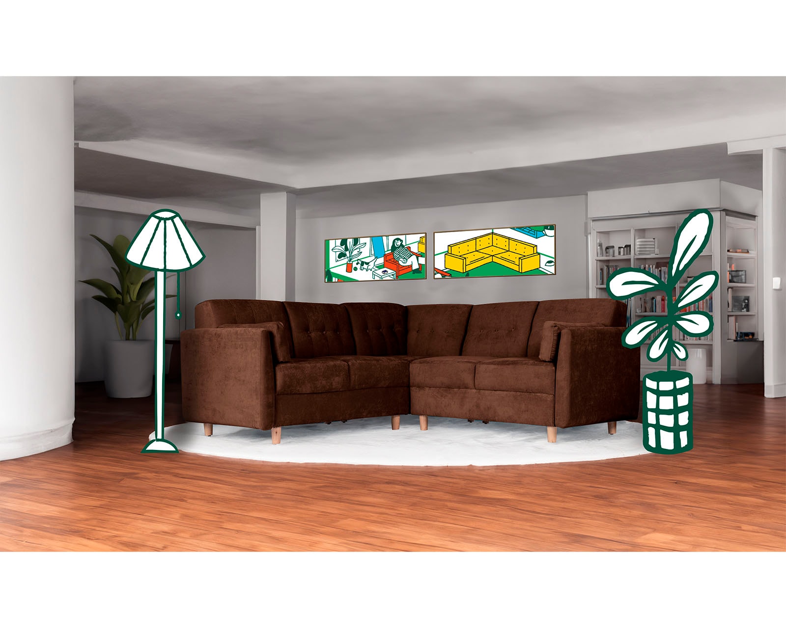 Sala Esquinera de Velvet Chocolate Modelo Kravitz Makora $14,990